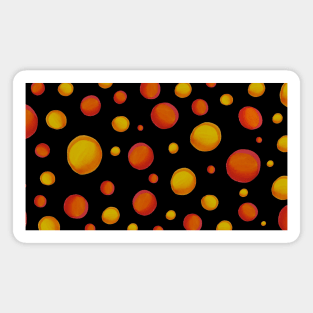 Yellow, Orange and Red Polka Dots (With Black Background) Magnet